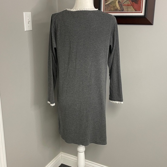 Eileen West Soft Cotton Henley Midi Maxi Crochet Trim Stretchy Nightgown Sz S - Picture 3 of 5